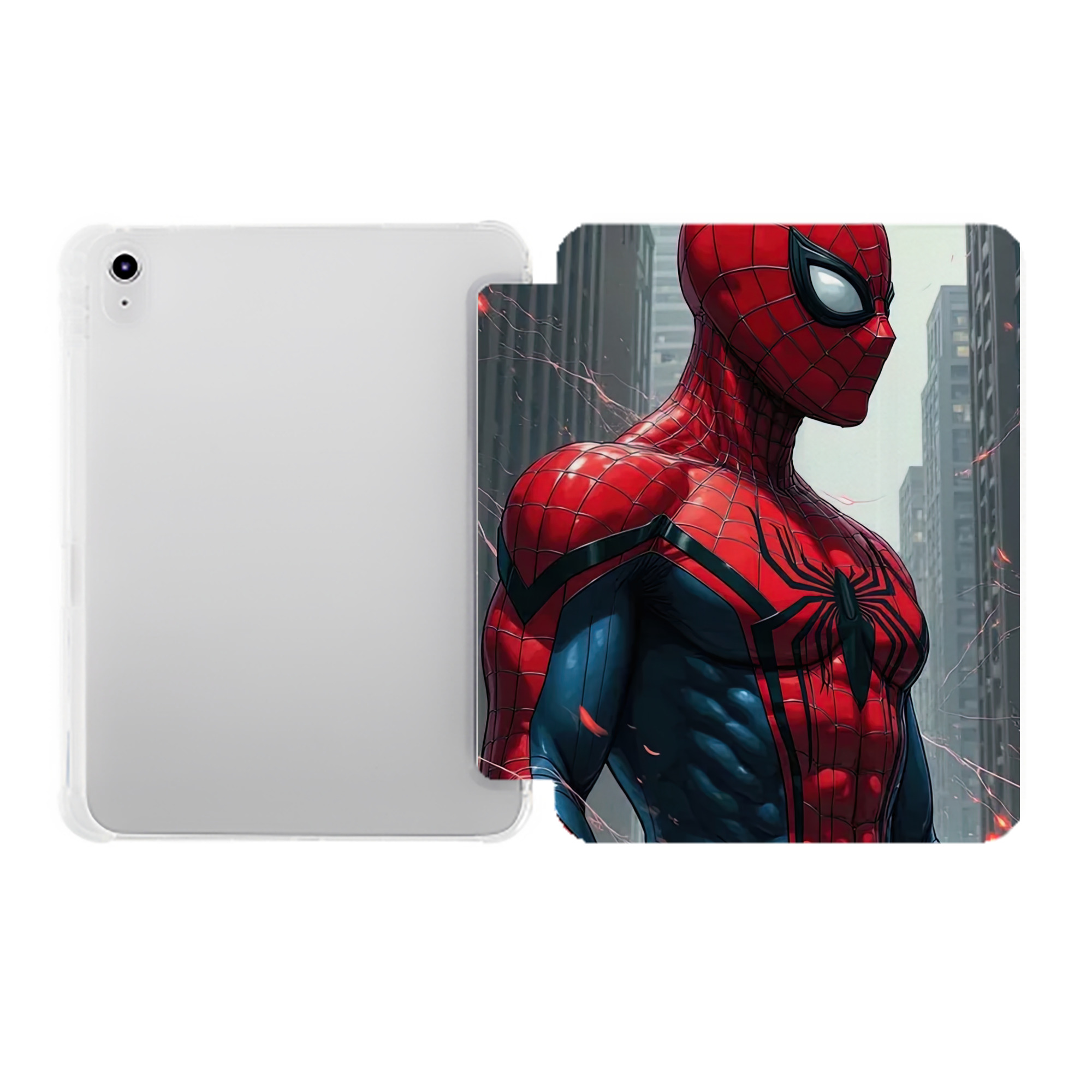 （画像用） Spider Man スパイダーマン IPad ケース ペン収納付き 三つ折りスタンド PUレザー×シリコン 対応機種9.5/10.5/10.9インチ